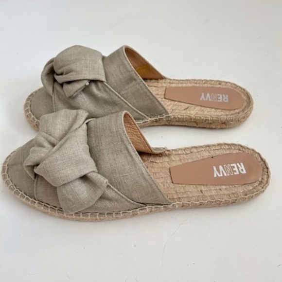 RENVY Linen Loafer Mule Slides Espadrille - Picture 2 of 10